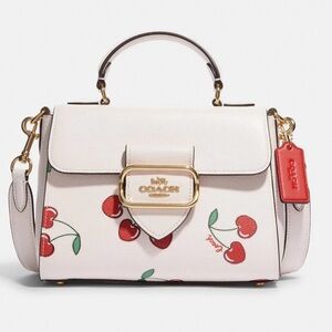 Coach Morgan Top Handle Satchel With Heart Cherry Print Bag